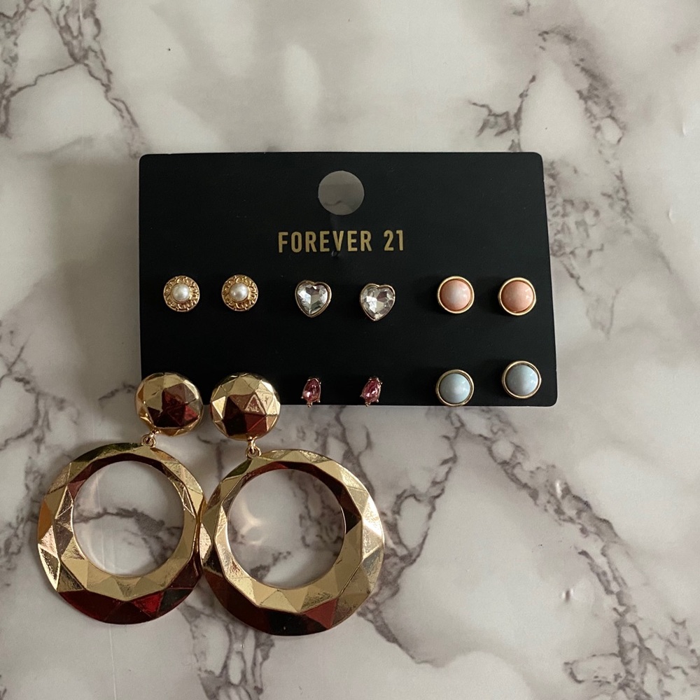 Studs Crystal Rhinestones Sets Hoops Iridescent 6